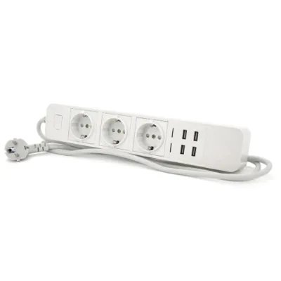 Мережевий фільтр живлення Voltronic 3 роз, 4USB, 2м Black (ТВ-Т09)