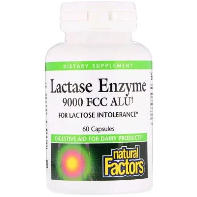 Вітамінно-мінеральний комплекс Natural Factors Ензим Лактази, Lactase Enzyme, 9000 FCC ALU, 60 Капсул (NFS-01740)