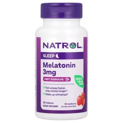 Амінокислота Natrol Мелатонін швидкорозчинний, 3 мг, смак полуниці, Melatonin, (NTL-06076)