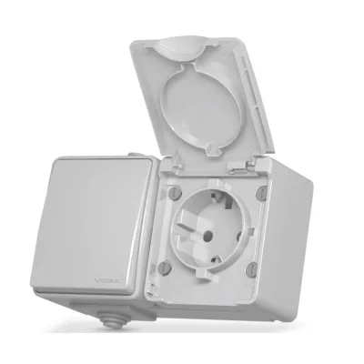 Вимикач Videx BINERA IP65 зовнішня 1ая із заземленням (VF-BNW3-G)