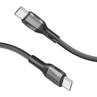 Дата кабель USB-C to USB-C 1.2m 60W PD FletchLink-CC black Promate (fletchlink-cc.black)