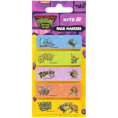 Стікер-закладка Kite паперова з малюнком Ninja Turtles, 100 шт, 5х15х50 мм, прямокутна (NT25-480)