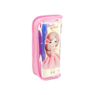 Пенал Cool For School Твердий з аплікацією 2 відділення Рожевий (7480-pink)