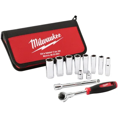 Набір торцевих головок Milwaukee метричних 3/8" з тріскачкою, (12шт) (48229001)