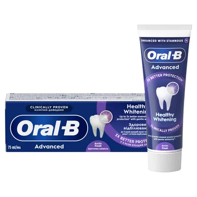 Зубна паста Oral-B Advanced Здорове відбілювання Арктична свіжість 75 мл (8006530090971)
