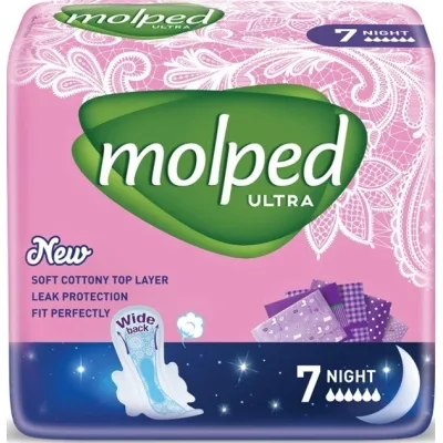 Гігієнічні прокладки Molped Ultra Night 6 крапель 7 шт. (8690536837625/8690536825141)