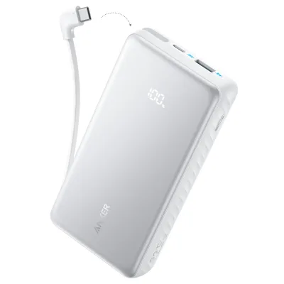Батарея універсальна Anker 20000mAh 22.5W Built-In USB-C Cable White (A110EH21)