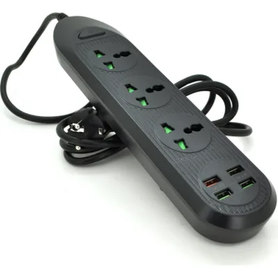 Мережевий фільтр живлення Voltronic TВ-Т16, 4роз, 3*USB Black (ТВ-Т16-Black)