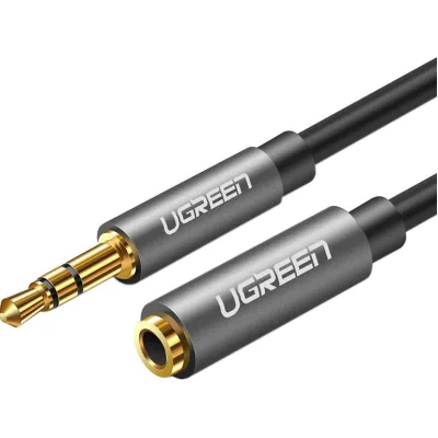 Кабель мультимедійний 3.5mm M to 3.5mm F 1.0m AV118 gray Ugreen (10592)