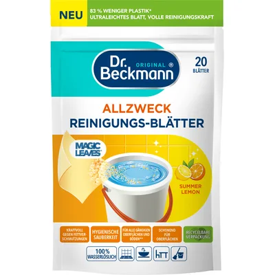 Засіб для миття підлоги Dr. Beckmann Magic Leaves Розчинні серветки для прибирання Літній лимон 20 шт. (4008455097411)