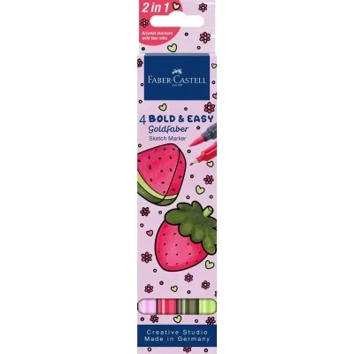 Художній маркер Faber-Castell двосторонніх Goldfaber Sketch Markers Bold and Easy, 4 кольори (32993)