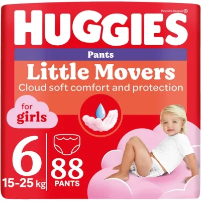Підгузки Huggies Little Movers Pants 6 (15-25 кг) для дівчаток 88 шт (5029054568217)