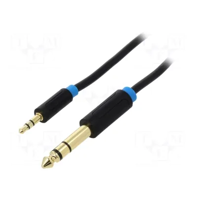 Кабель мультимедійний 3.5mm M to 6.35mm M 0.5m black Vention (BABBD)