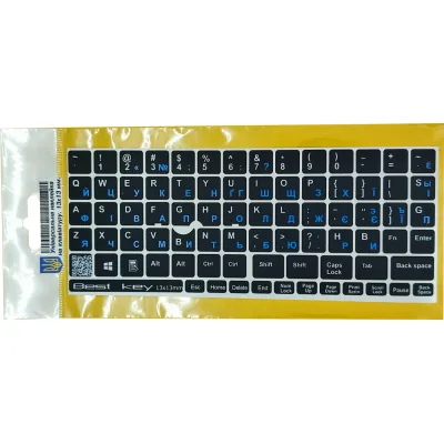 Наклейка на клавіатуру BestKey непрозора чорна, 76, синій (BKU13BLU/013)