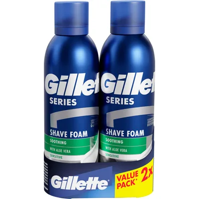 Піна для гоління Gillette Series Soothing Для чутливої шкіри з алое вера 200 мл + 200 мл (8700216579889)