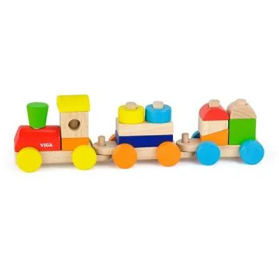 Розвиваюча іграшка Viga Toys Поїзд кольоровий із кубиків (51610)