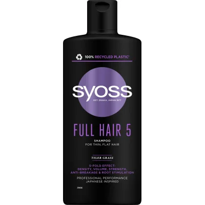 Шампунь Syoss Full Hair 5 з тигровою травою для тонкого волосся без об'єму 440 мл (4015100339086/9000101276992)