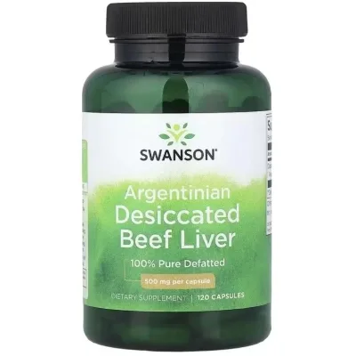 Вітамінно-мінеральний комплекс Swanson Яловича печінка, 500 мг, Argentinian Desiccated Beef Liver, 120 капсул (SWV11198)