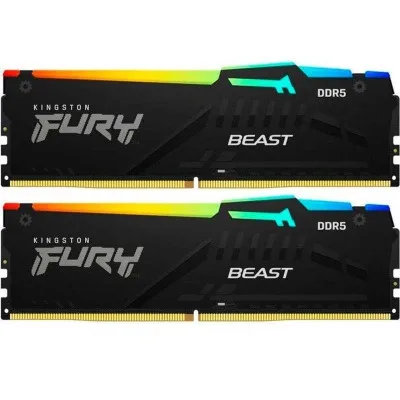 Модуль пам'яті для комп'ютера DDR5 64GB (2x32GB) 6000 MHz Beast RGB Kingston Fury (ex.HyperX) (KF560C36BBEAK2-64)
