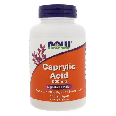 Жирні кислоти Now Foods Каприлова Кислота 600 мг, Caprylic Acid, 100 желатинових капсу (NOW-03347)
