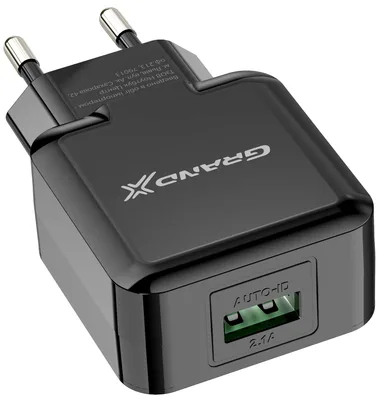 Зарядний пристрій Grand-X CH-03B (5V/2,1A) Black (CH-03B)