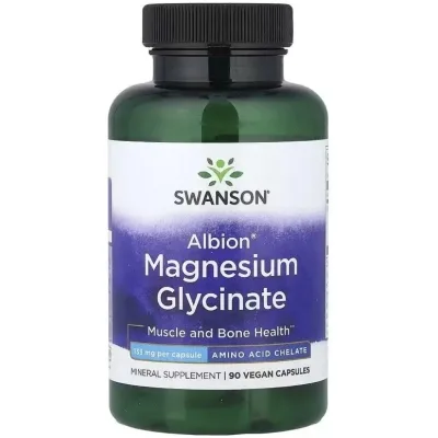 Вітамінно-мінеральний комплекс Swanson Магній гліцинат, 133 мг, Albion, Magnesium Glycinate, 90 веганських кап (SWV02073)