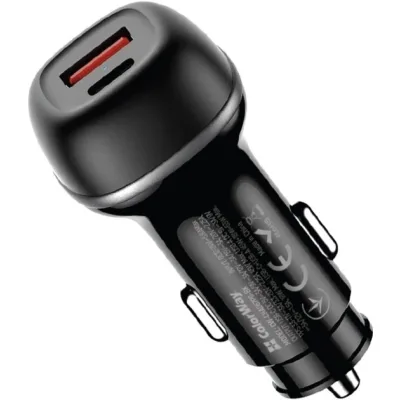 Зарядний пристрій ColorWay USB-C PD45W + USB QC3.0 car adapter (CW-CHA067PD-BK)