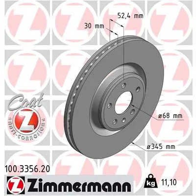 Гальмівний диск ZIMMERMANN 100.3356.20