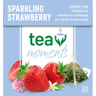 Чай Tea Moments Sparkling Strawberry зелений 20х1.8 г пірамідки (tm.02920)