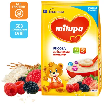Дитяча каша Milupa Рисова молочна з лісовими ягодами 210 г (5900852047459)