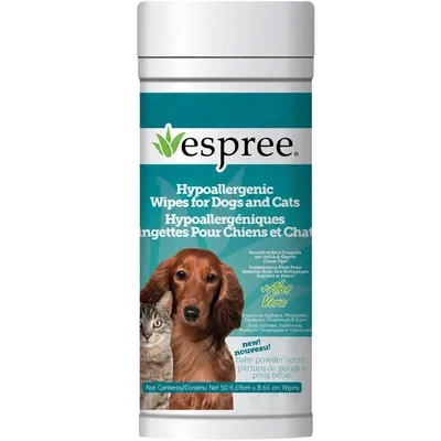 Вологі серветки для тварин Espree Hypo-Allergenic Dog&Cat Aloe Wipes 50 шт (0748406003361)