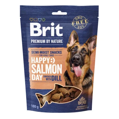 Ласощі для собак Brit Premium Semi-moist Snacks Salmon with Dill напіввологі з лососем і кропом 180 г (8595602573936)