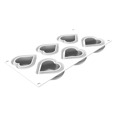 Форма для випікання Silikomart Heartix 78x70x h30 мм 6х85 мл + каттер (HEARTIX 85)