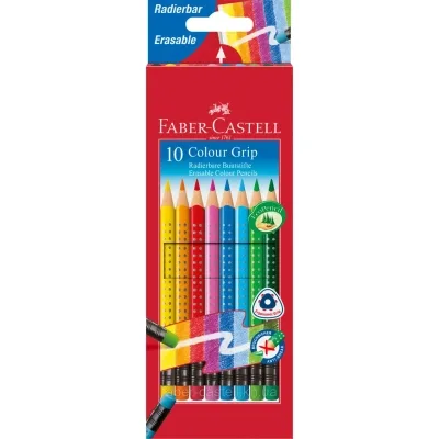 Олівці кольорові Faber-Castell Grip, акварельні/ 10 кольорів в картонній коробці (116613) (28944)
