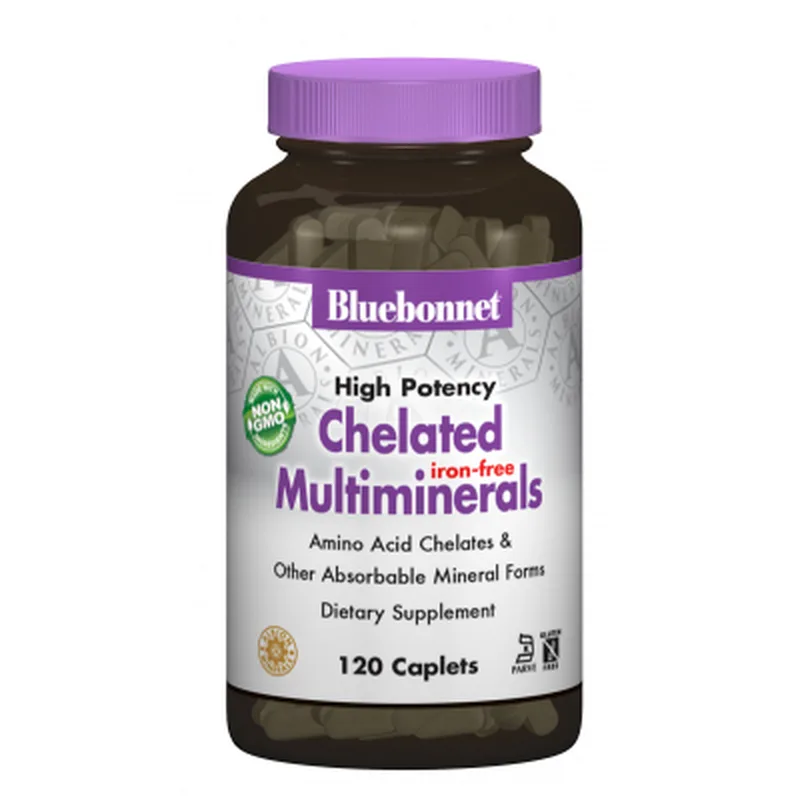 Вітамінно-мінеральний комплекс Bluebonnet Nutrition Взаємодіючі Мінерали без Заліза, Albion, 120 капсул (BLB-00208)