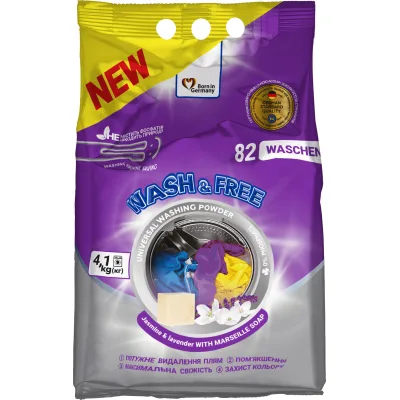Пральний порошок Wash&Free Universal Жасмин та лаванда з марсельським милом 4.1 кг (4262396140906)