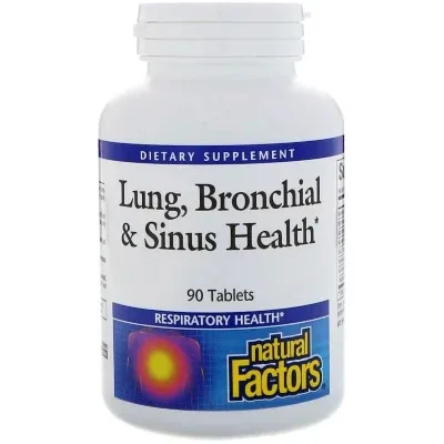 Вітамінно-мінеральний комплекс Natural Factors Здоров'я Дихальних Шляхів, Lung, Bronchial & Sinus Health, 90 Таблет (NFS-03505)