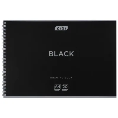 Альбом для малювання ZiBi А4 BLACK, 20 аркушів на пружині (ZB.1440-01)