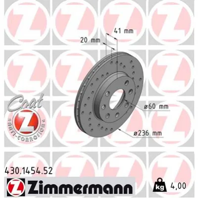Гальмівний диск ZIMMERMANN 430.1454.52