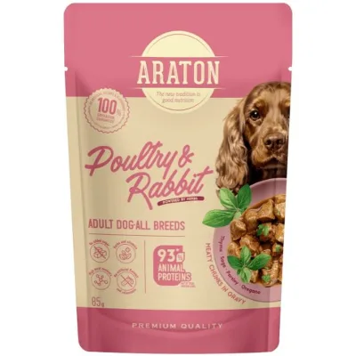 Вологий корм для собак ARATON Adult with Poultry and Rabbit 85 г (ART47934)