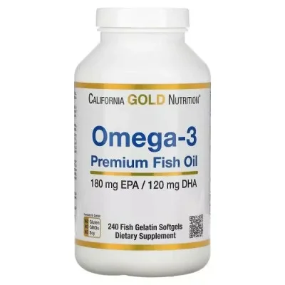 Жирні кислоти California Gold Nutrition Риб'ячий жир преміум-класу з Омега-3, 180 EPA /120 DHA, Omega-3 Premium Fis (CGN-01330)