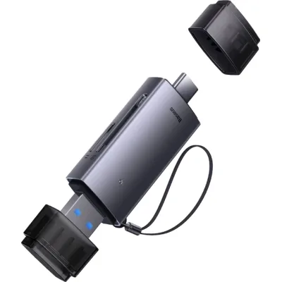 Зчитувач флеш-карт Baseus USB-A + USB-C to SD/TF gray (WKQX060113)