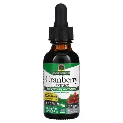 Трави Nature's Answer Екстракт журавлини, без спирту, 10000 мг, Cranberry Extract, Alcohol-Free, 30 (NTA-00600)