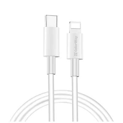 Дата кабель USB-C to Lightning 1.0m 3A white ColorWay (CW-CBPDCL032-WH)