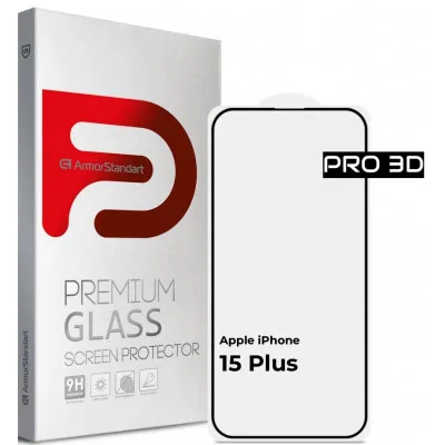 Скло захисне Armorstandart Pro 3D Apple iPhone 15 Plus Black (ARM68218)