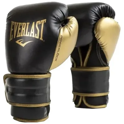 Боксерські рукавички Everlast PowerLock Boxing Training Gloves P00002664 чорний, золотий 14 унцій (009283611989)