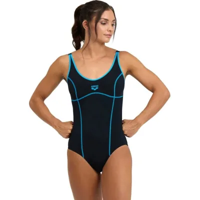 Купальник Arena Tania Clip Back Swimsuit One P 005974-580 чорний, блакитний 42 (3468336860748)