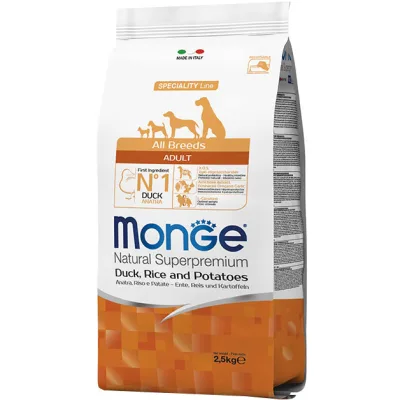 Сухий корм для собак Monge Dog All breeds Adult Duck&Rice зі смаком качки та рису 2.5 к (8009470011129)