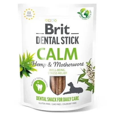 Ласощі для собак Brit Dental Stick Calm заспокійливі, конопля та пустирник 251 г (8595602564385)
