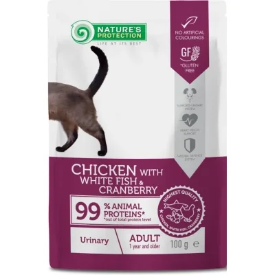Вологий корм для кішок Nature's Protection Adult cats Urinary Chicken with White Fish & Cranberry 100 г (NPUPF63654)